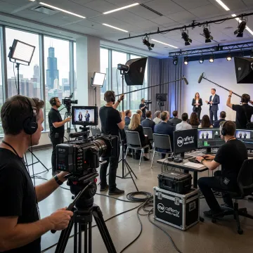 Corporate event video crew filming a Chicago conference