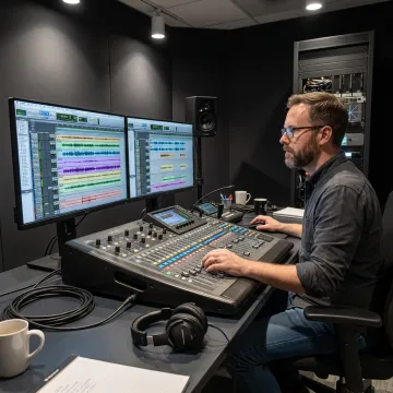 Audio producer editing a studio recording session