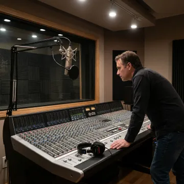 Professional audio recording session in a Denver studio