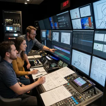 Animated explainer video production workspace