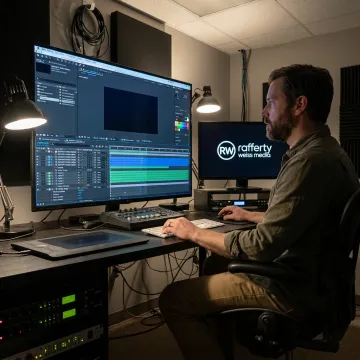 Motion graphics timeline for animated logo production