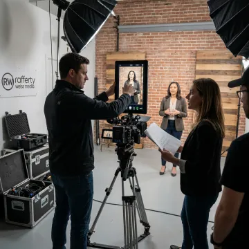 Social media video production crew filming content