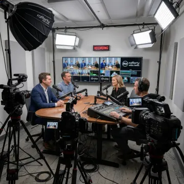 Professional multi-camera podcast studio setup