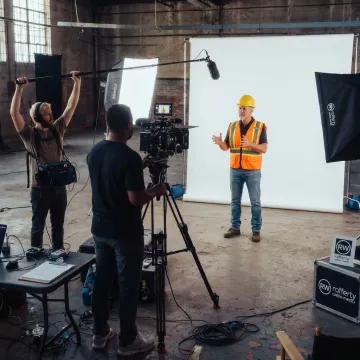 Video team filming safety training content