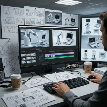 Storyboard and editing workflow for medical device marketing video