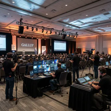 Corporate event production team managing a conference in Jersey City