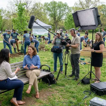 Film crew producing a corporate social responsibility video