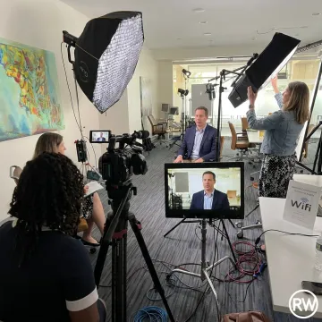 Mental health professional filming an educational video