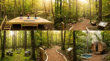 Raven's Retreat Hocking Hills private forest preserve outdoor coaching and wellness amenities
