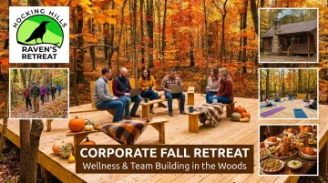 Raven's Retreat Hocking Hills 58-acre nature retreat property for corporate groups