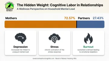 Unequal cognitive household labor distribution between partners bar chart comparison