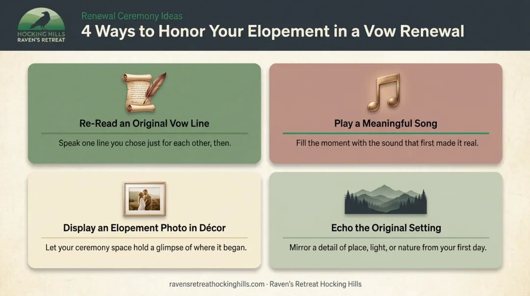 Four creative ways to honor original elopement during a vow renewal ceremony