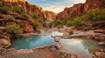 Castle Hot Springs geothermal pools set within Arizona Sonoran Desert canyon landscape