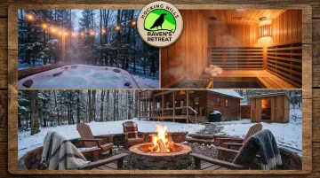 Raven's Retreat Hocking Hills hot tub and sauna amenities for post-hike recovery