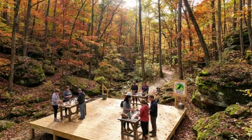Raven's Retreat Hocking Hills nature preserve with forest setting and corporate retreat spaces
