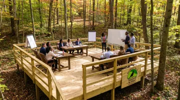 Raven's Retreat Hocking Hills nature preserve outdoor meeting space for corporate teams