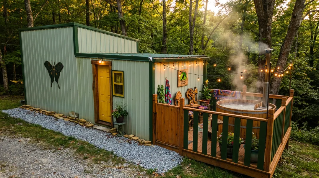 Raven's Retreat Hocking Hills private bungalow with outdoor hot tub and forest views