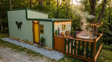 Raven's Retreat Hocking Hills private bungalow with outdoor hot tub and forest views