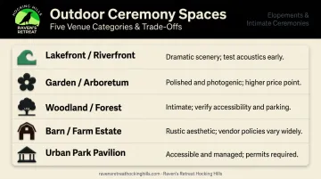 Five types of Minnesota outdoor wedding ceremony spaces with pros and cons comparison