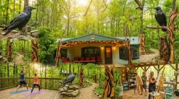 Raven's Retreat Hocking Hills sculpture grounds couples wellness retreat experience