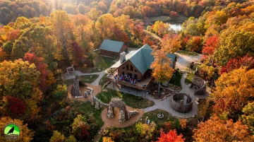 Raven's Retreat Hocking Hills 58-acre private nature sanctuary art lodge exterior