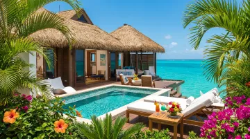 Luxury Caribbean overwater suite with private plunge pool and turquoise sea views