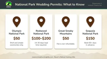 National park forest elopement permit fees and requirements comparison chart