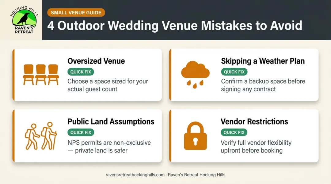 Four common outdoor small wedding venue mistakes and how to avoid them