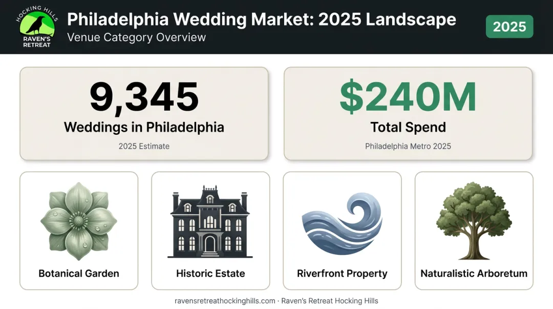Philadelphia wedding market statistics and four outdoor venue landscape types overview