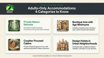 Four types of adults-only romantic retreat accommodations comparison infographic