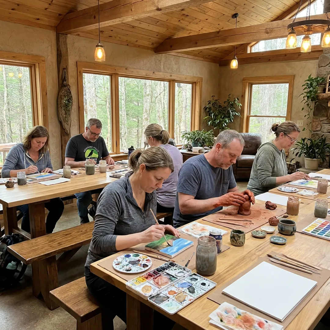 Art healing workshop in a peaceful retreat setting