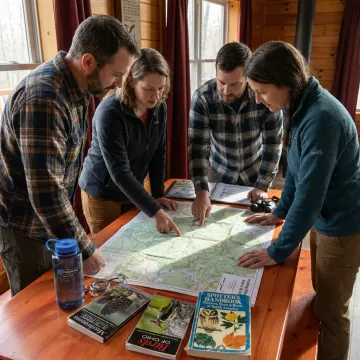 Group planning a Hocking Hills climbing retreat