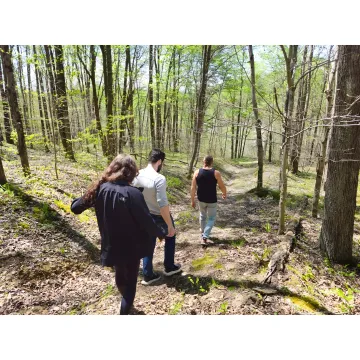 Guide leading a forest bathing session