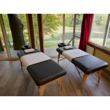 Private couples spa room prepared for relaxation
