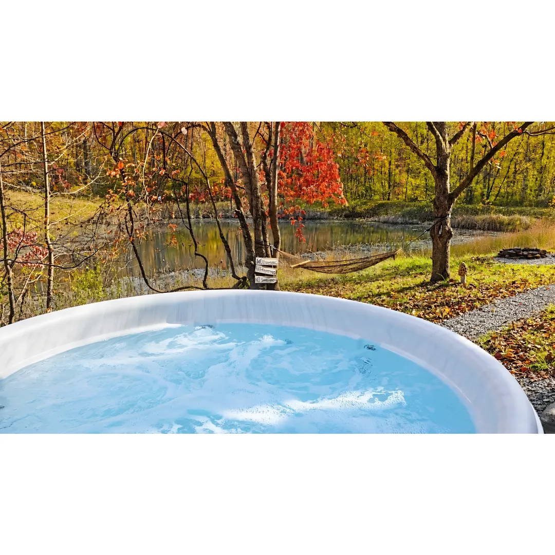Couple relaxing at a luxury forest spa retreat in Ohio