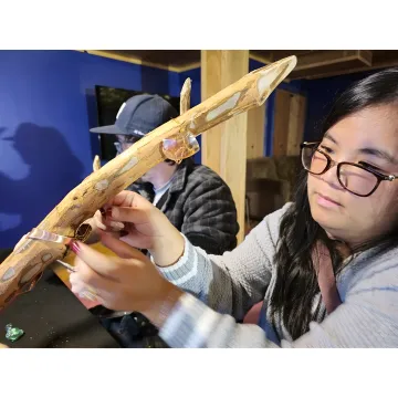 Couple working together on a colorful art project