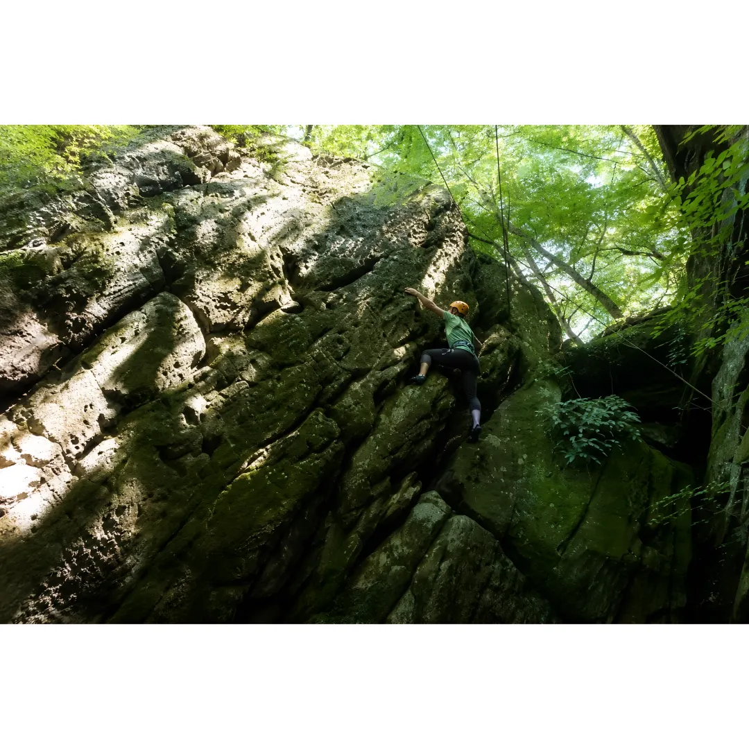 Rock climbing adventure in Hocking Hills forest