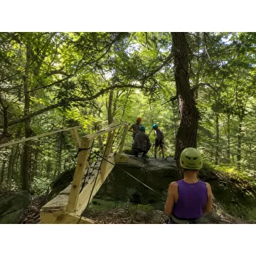 Guests planning a Hocking Hills climbing itinerary
