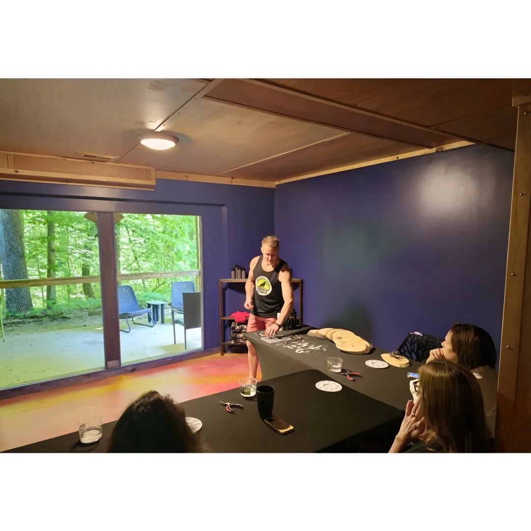 Team painting workshop process at a retreat venue