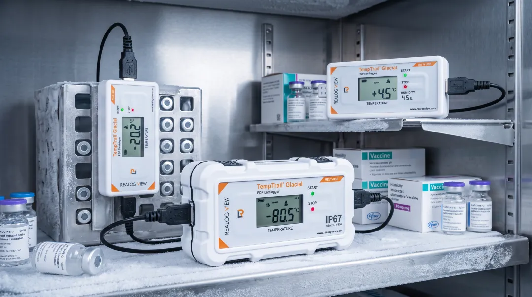Temperature and humidity data logger devices for vaccine cold chain compliance