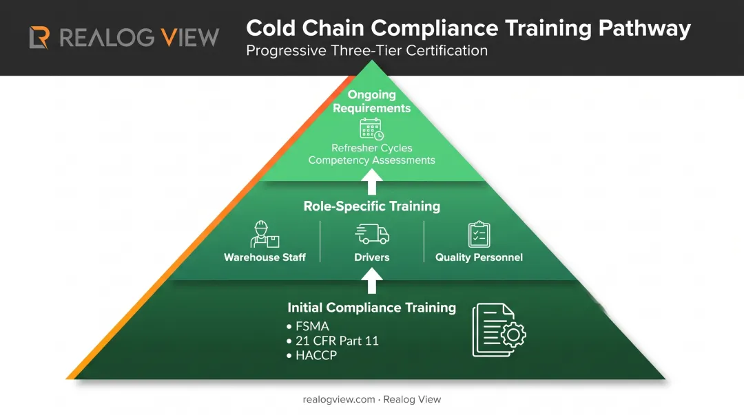 Three-tier cold chain staff training program structure from initial to ongoing compliance education