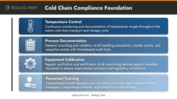Four core pillars of cold chain compliance shown as connected foundational elements