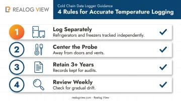 Four essential vaccine temperature logging best practices checklist infographic