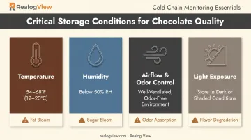 Four critical chocolate storage parameters temperature humidity airflow light