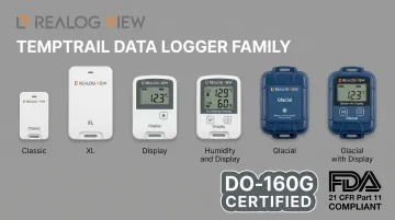 TempTrail data logger product lineup showing multiple certified models with DO-160G compliance