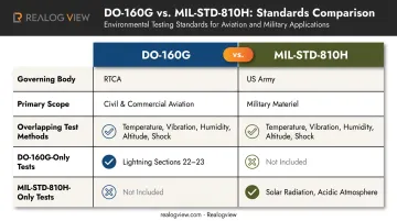 DO-160G versus MIL-STD-810H side-by-side aviation standards comparison infographic