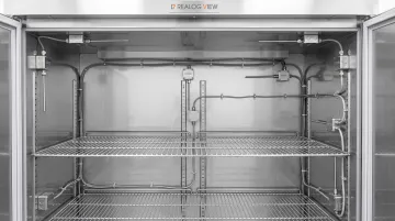 Pharmaceutical refrigerator with permanent monitoring sensors installed at identified hot and cold spots