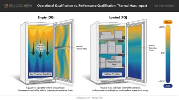 Empty versus loaded refrigerator mapping conditions comparison showing temperature distribution differences
