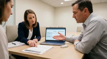 Healthcare procurement team calculating total cost of care analysis comparing device options