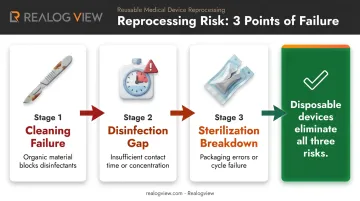 Three reprocessing failure pathways that disposable devices eliminate in healthcare